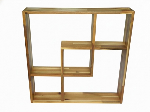 Acacia wood stylish square wall shelf